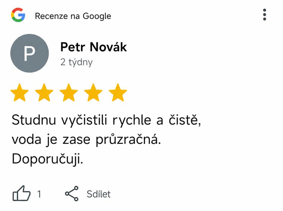 Google recenze — čištění studny